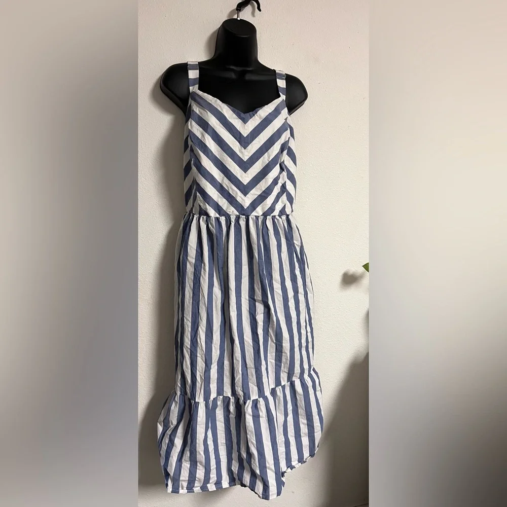 Lane Bryant Blue and White Striped Maxi Dress - Picture 2 of 3
